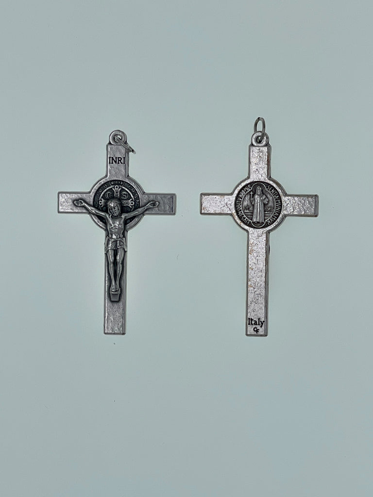 Wearable Silver-tone St. Benedict Crucifix