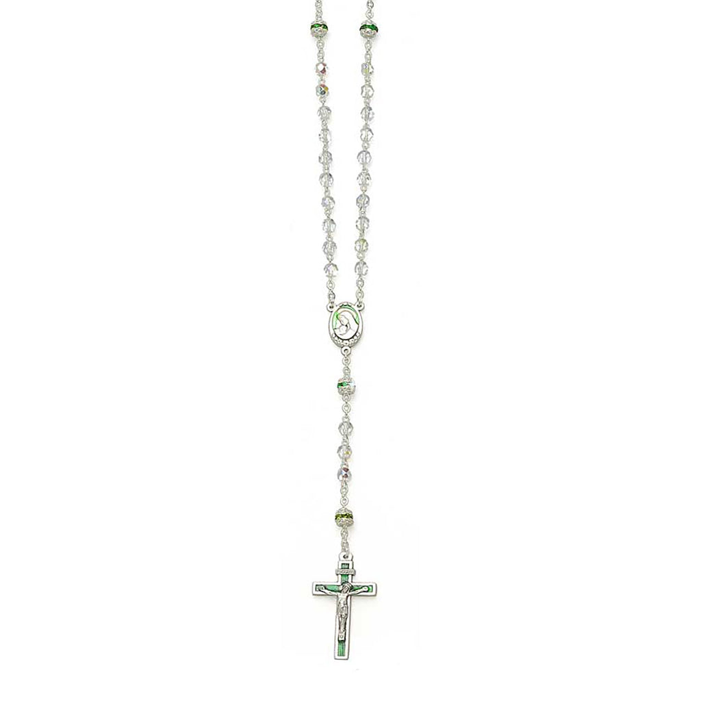 Green Czech Crystal Multi Faceted 5mm Rosaries