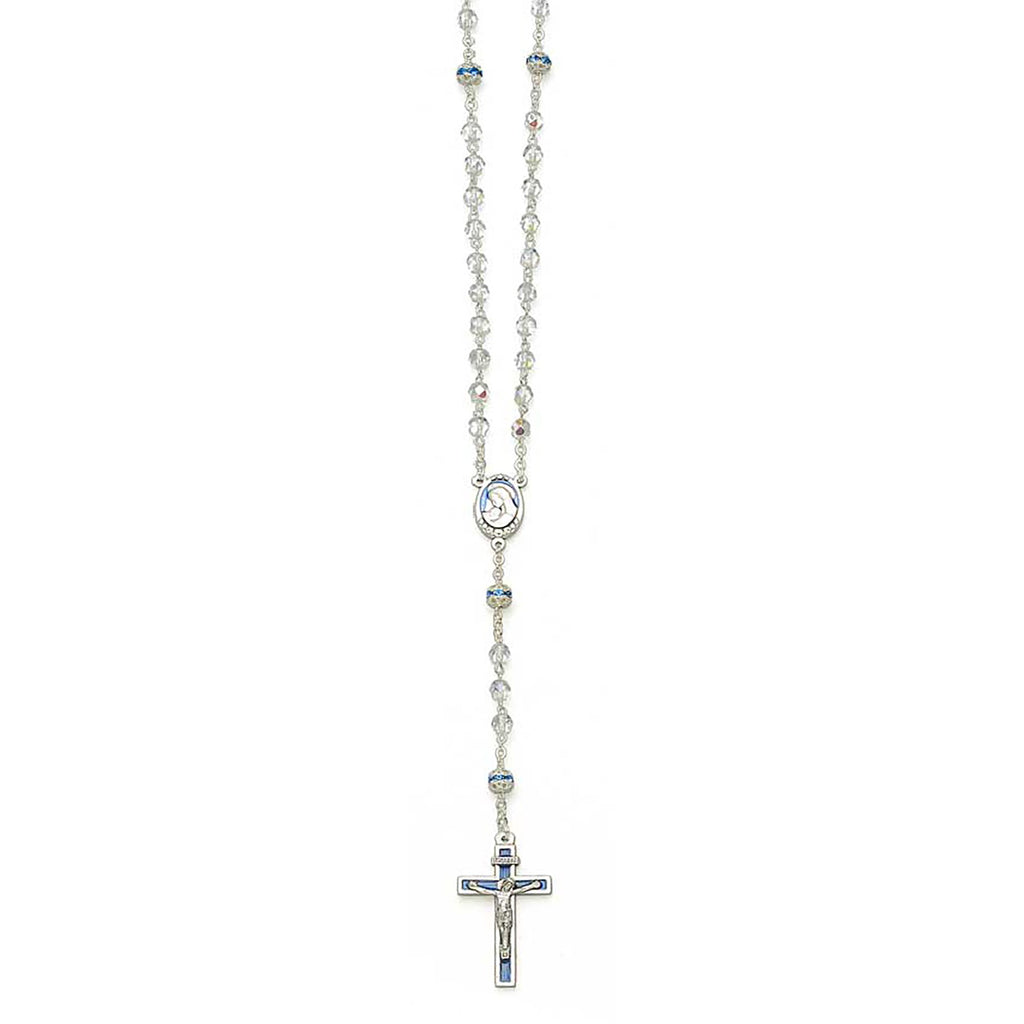 Blue Czech Crystal Multi Faceted 5mm Rosaries