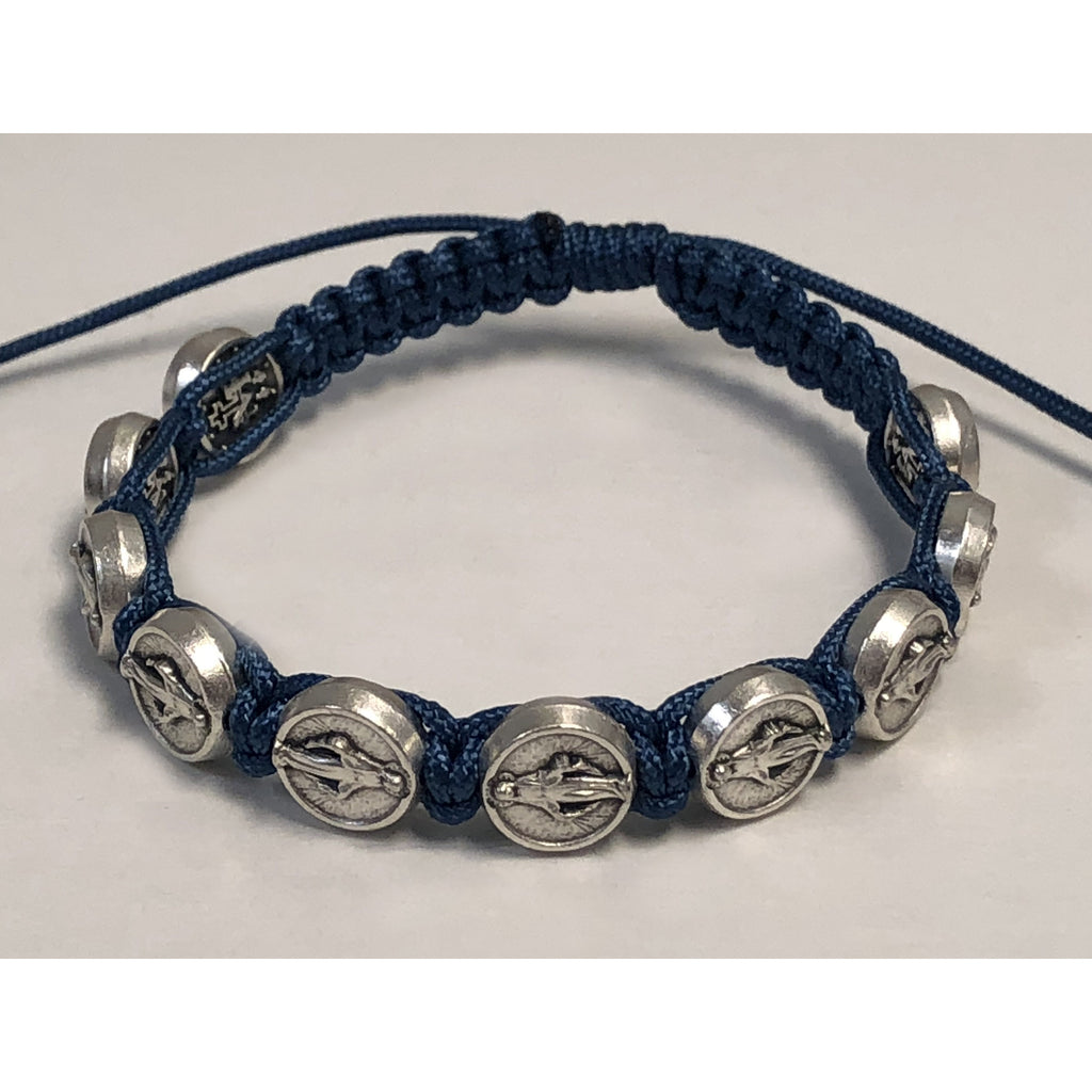 Lady of Grace- Blue Slipknot Adjustable Bracelet