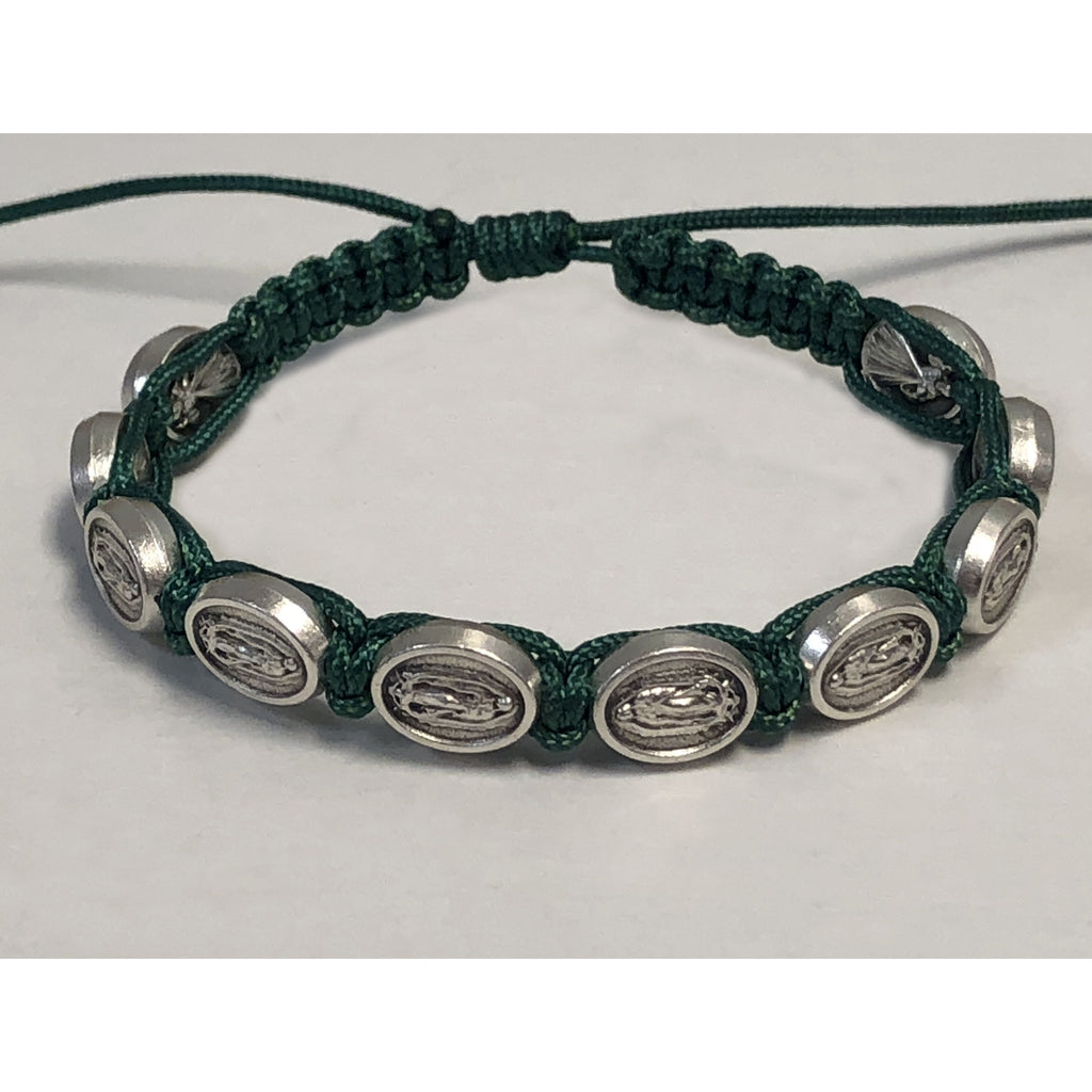 Lady of Guadalupe- Green- Slipknot Adjustable Bracelet