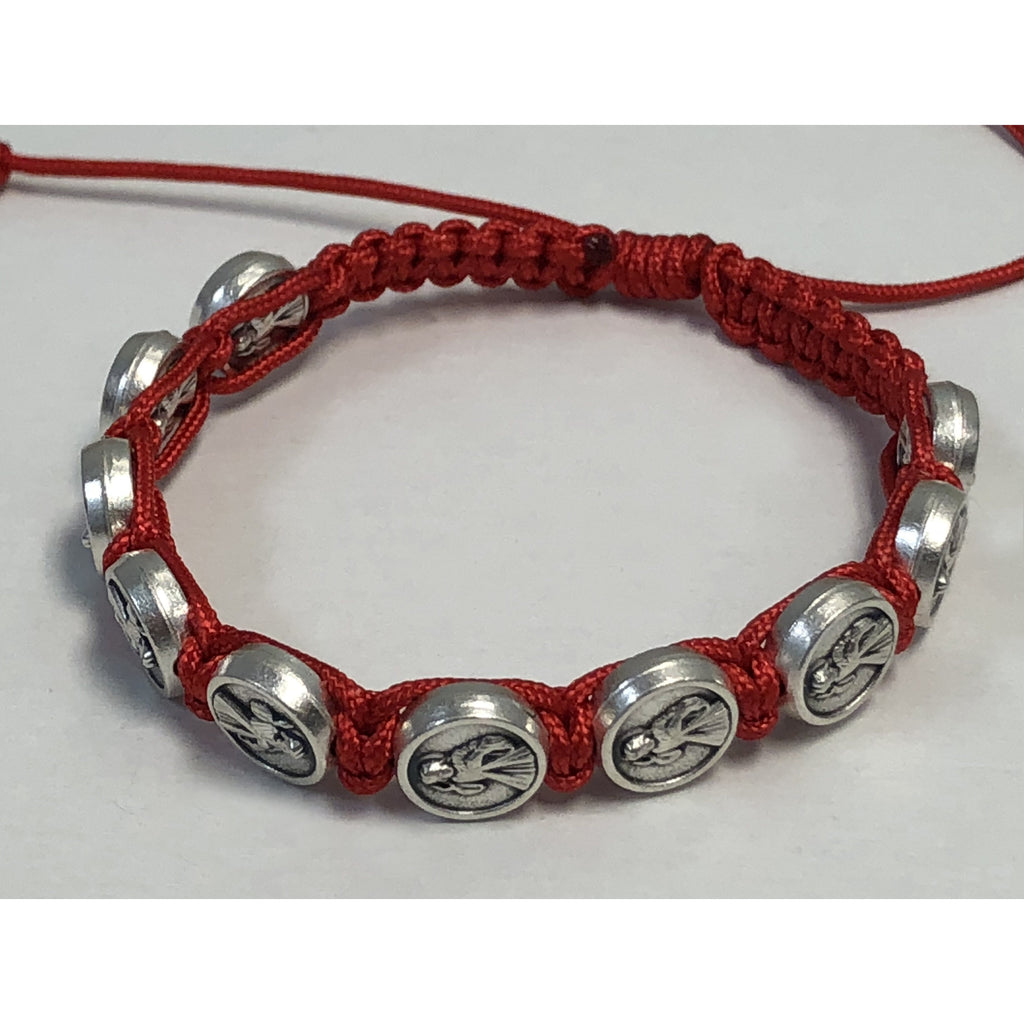 Divine Mercy- Red- Slipknot Adjustable Bracelet
