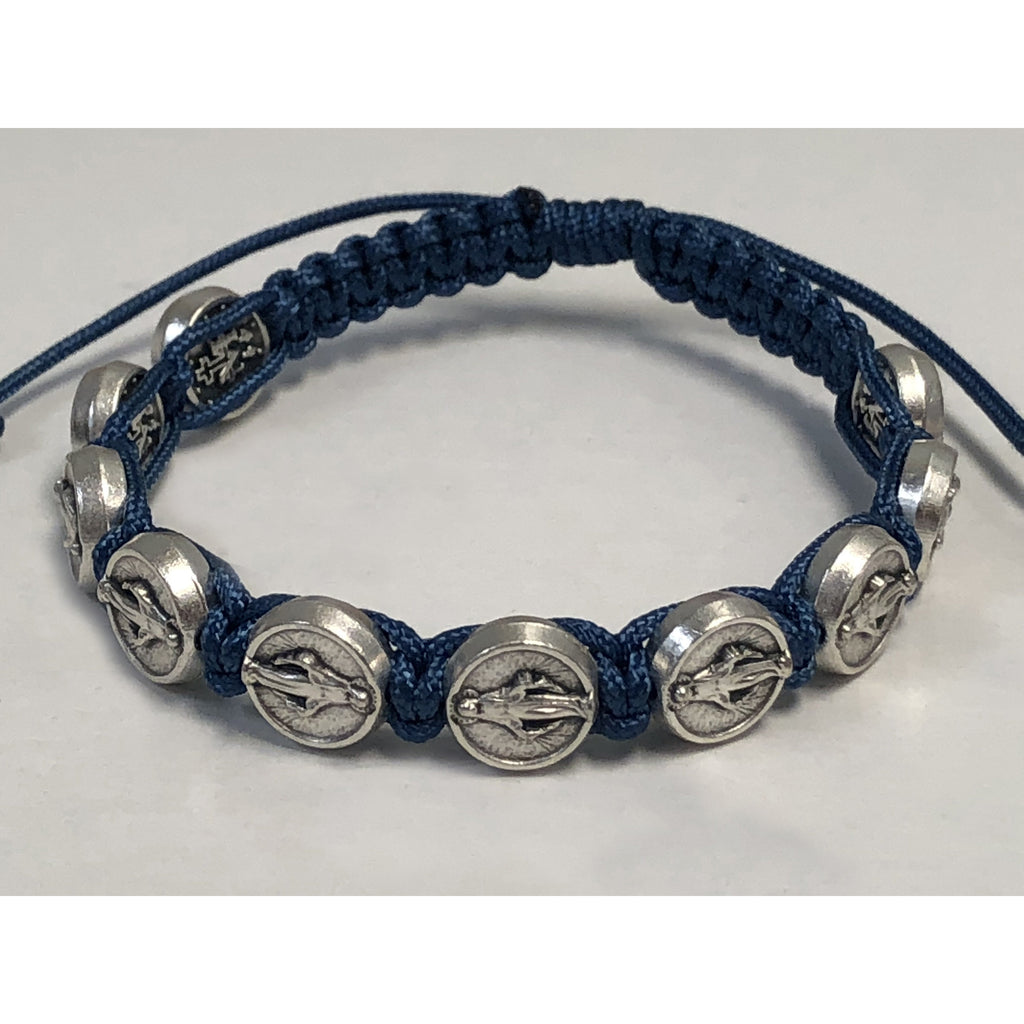 Children's Size Blue Slip Knot Bracelet - Miraculous Medal