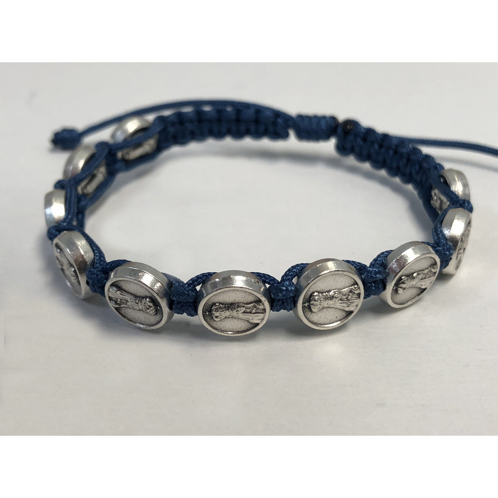 Child Size Cord Slip Knot Bracelet- Blue- Lady Of Fatima