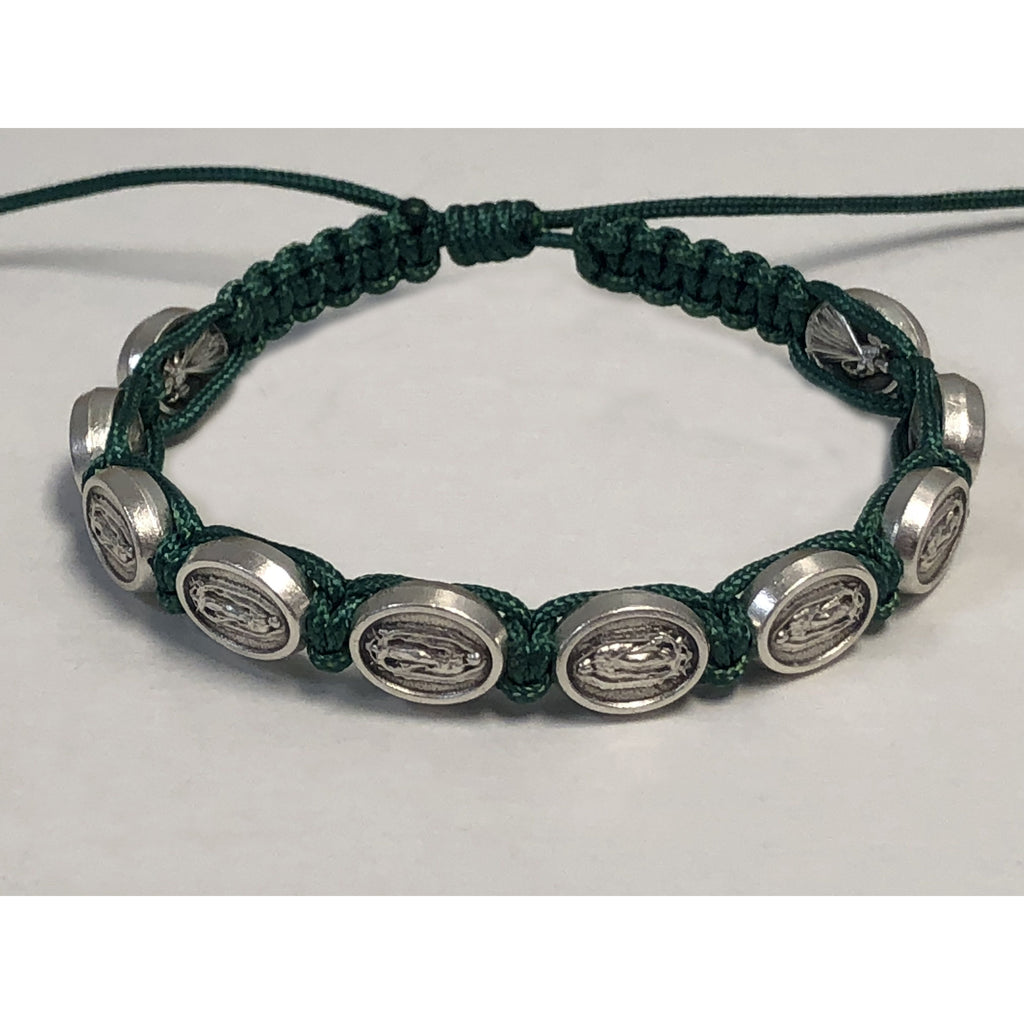Children's Size Green Slip Knot Bracelet - Lady Of Guadalupe