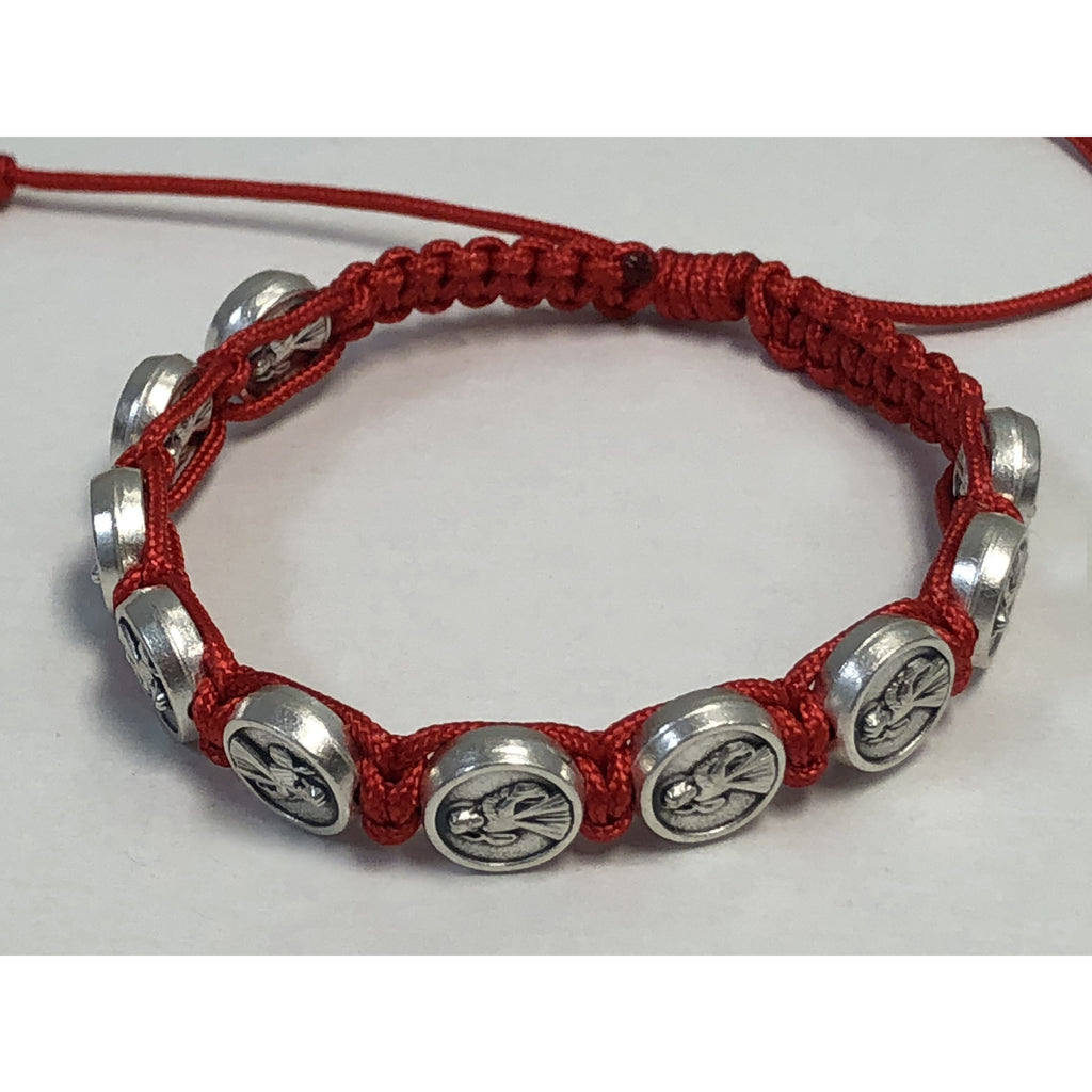 Child Size Cord Slip Knot Bracelet- Red- Divine Mercy