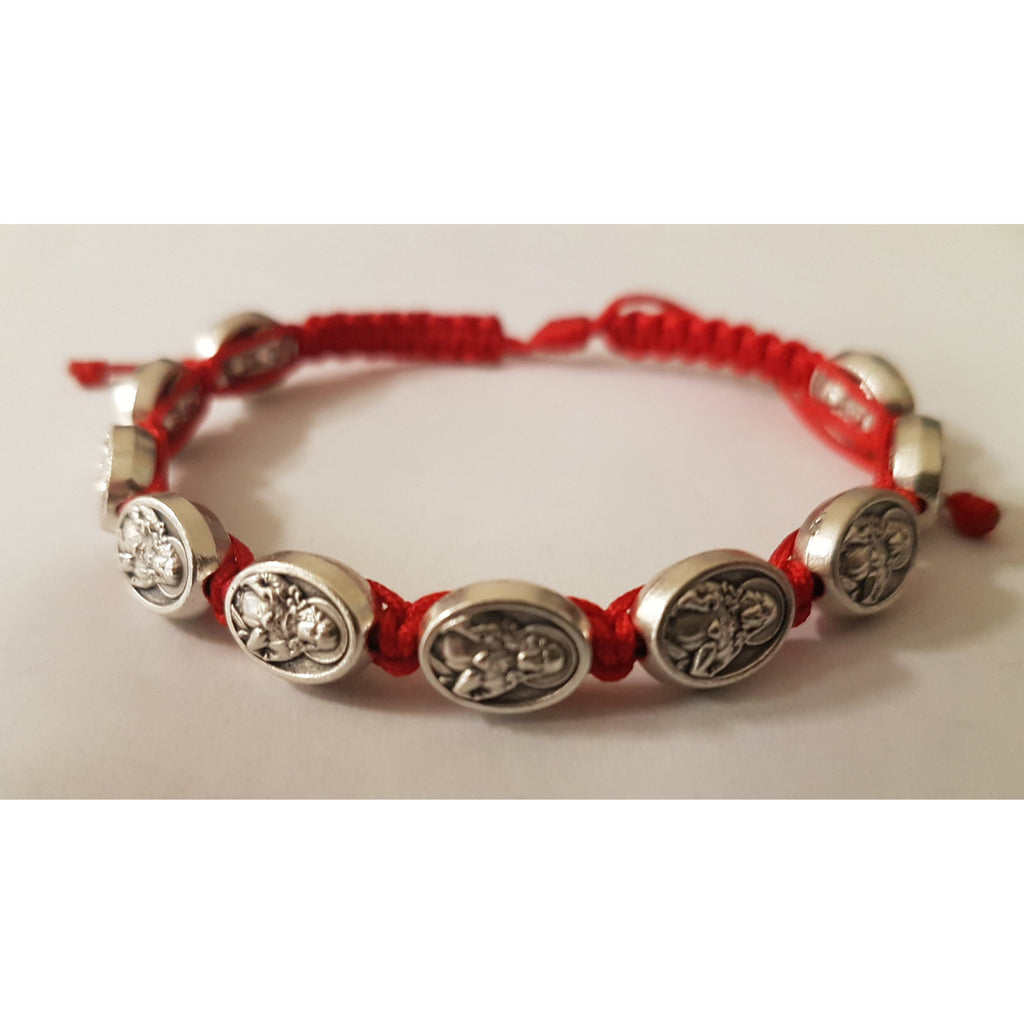 Children's Size Red Slip Knot Bracelet - Sacred Heart Of Jesus