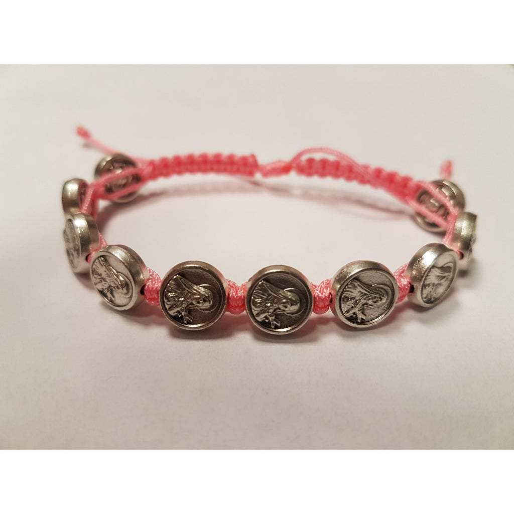 Children's Size Pink Slip Knot Bracelet - St Therese Of Lisieux