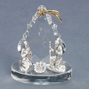 Swarovski Crystal Elements Nativity Scene with Silver Plated Figures