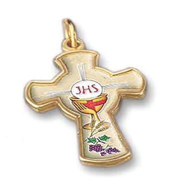 1-1/4 Inch Communion Gold Tone Cross