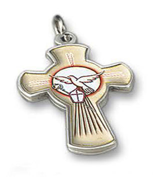 1-1/4 Inch Holy Spirit Silver Tone Cross