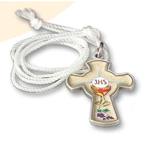 2 Inch Holy Spirit Silver Tone Cross With Cord