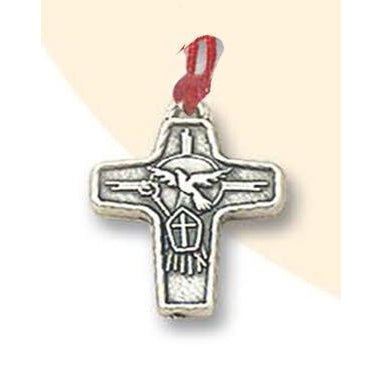1 Inch Holy Spirit Silver Tone Cross With Cord