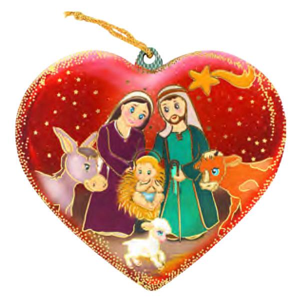 Heart Shaped Holy Family with Animals