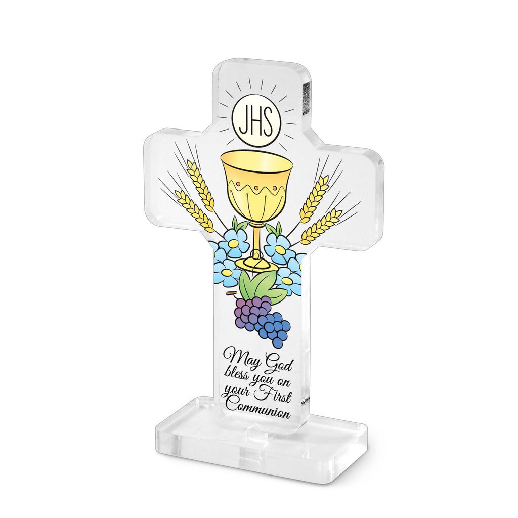 Clear Acrylic First Holy Communion 5 inch Standing Cross