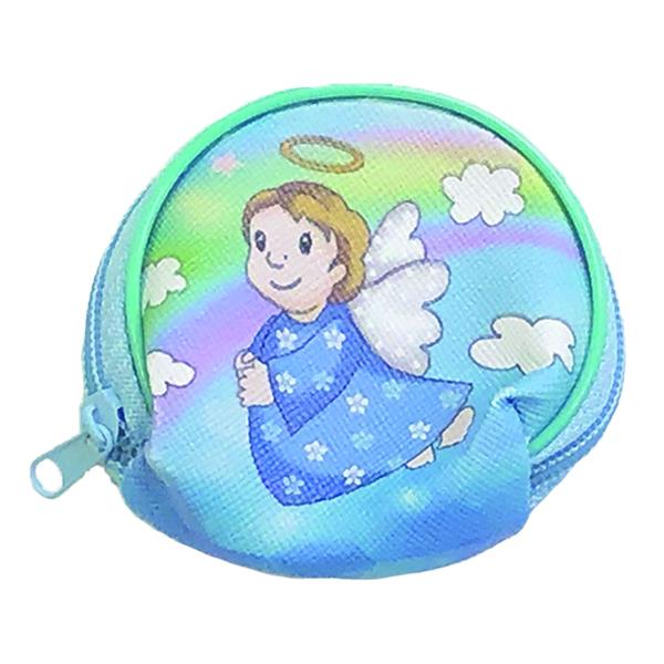 Boys Angel Vinyl Rosary Set - Pouch with Blue Imitation Pearl Rosary