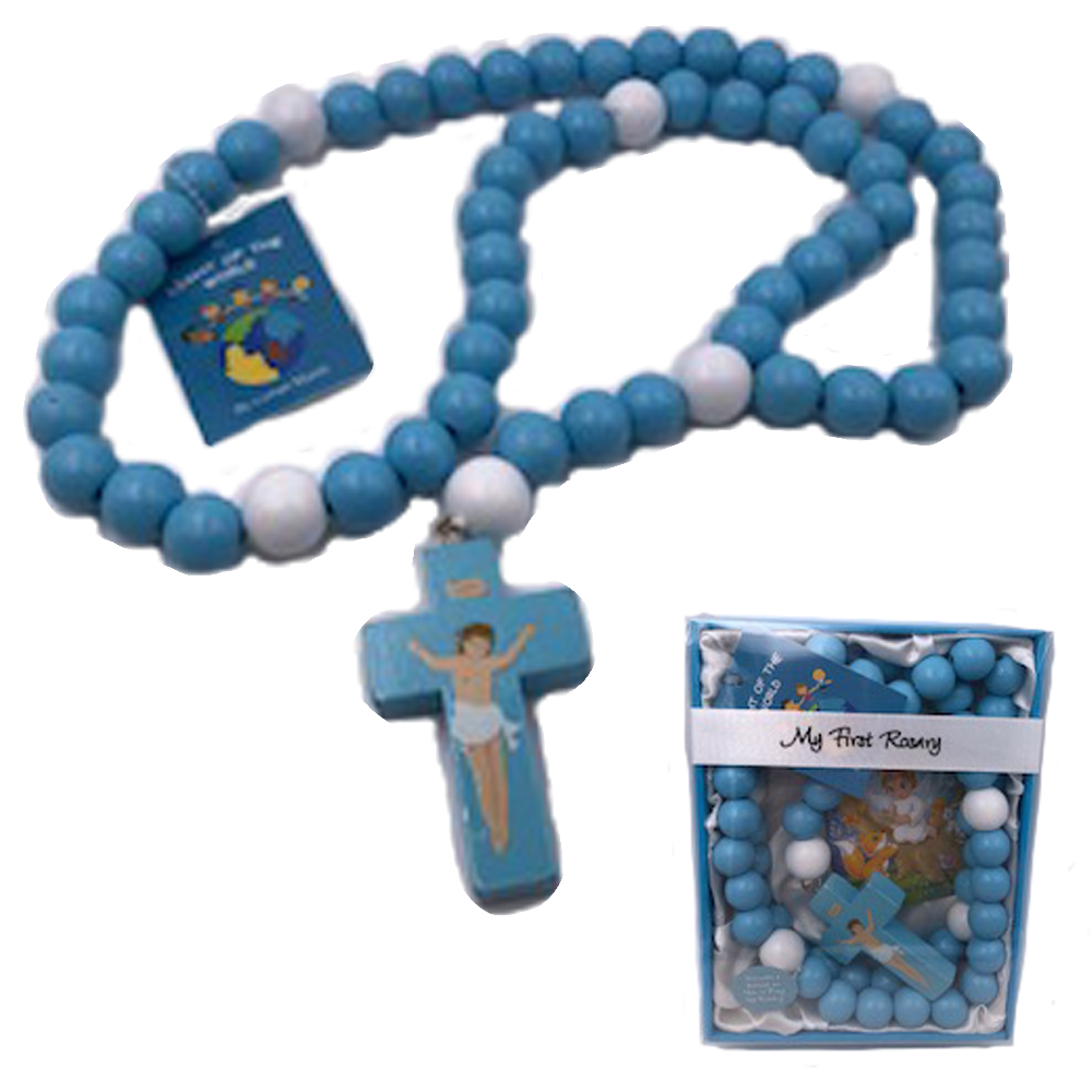 Blue Baby Jesus Baptism Baby Rosary - TESTED and Lead Free