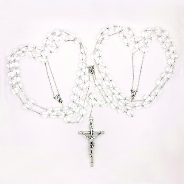 Large Crystal Bead and Silver-tone Wedding Lasso Rosary
