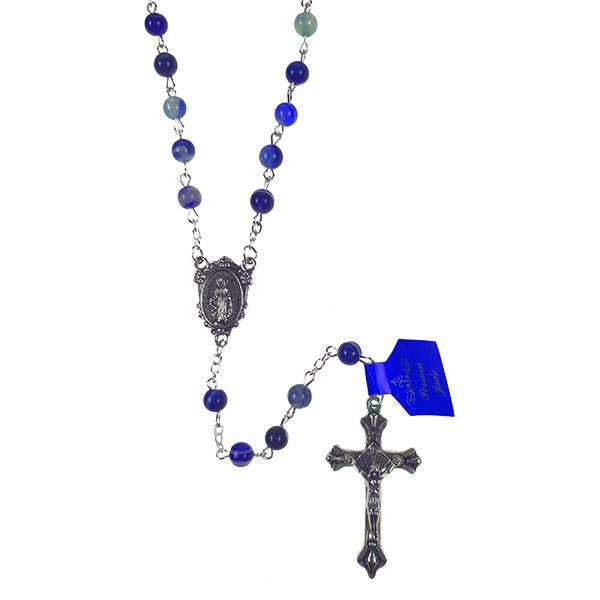 Multi-Color Jade Rosary - Dark Blue Tones