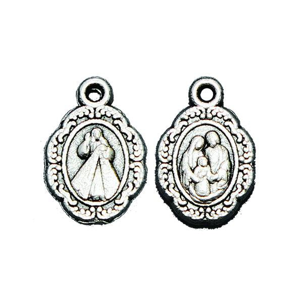 Silver-tone Bracelet Medal - Divine Mercy/Holy Family