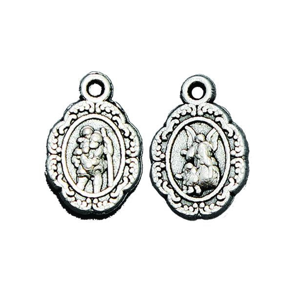 Silver-tone Bracelet Medal - Saint Christopher/Guardian Angel