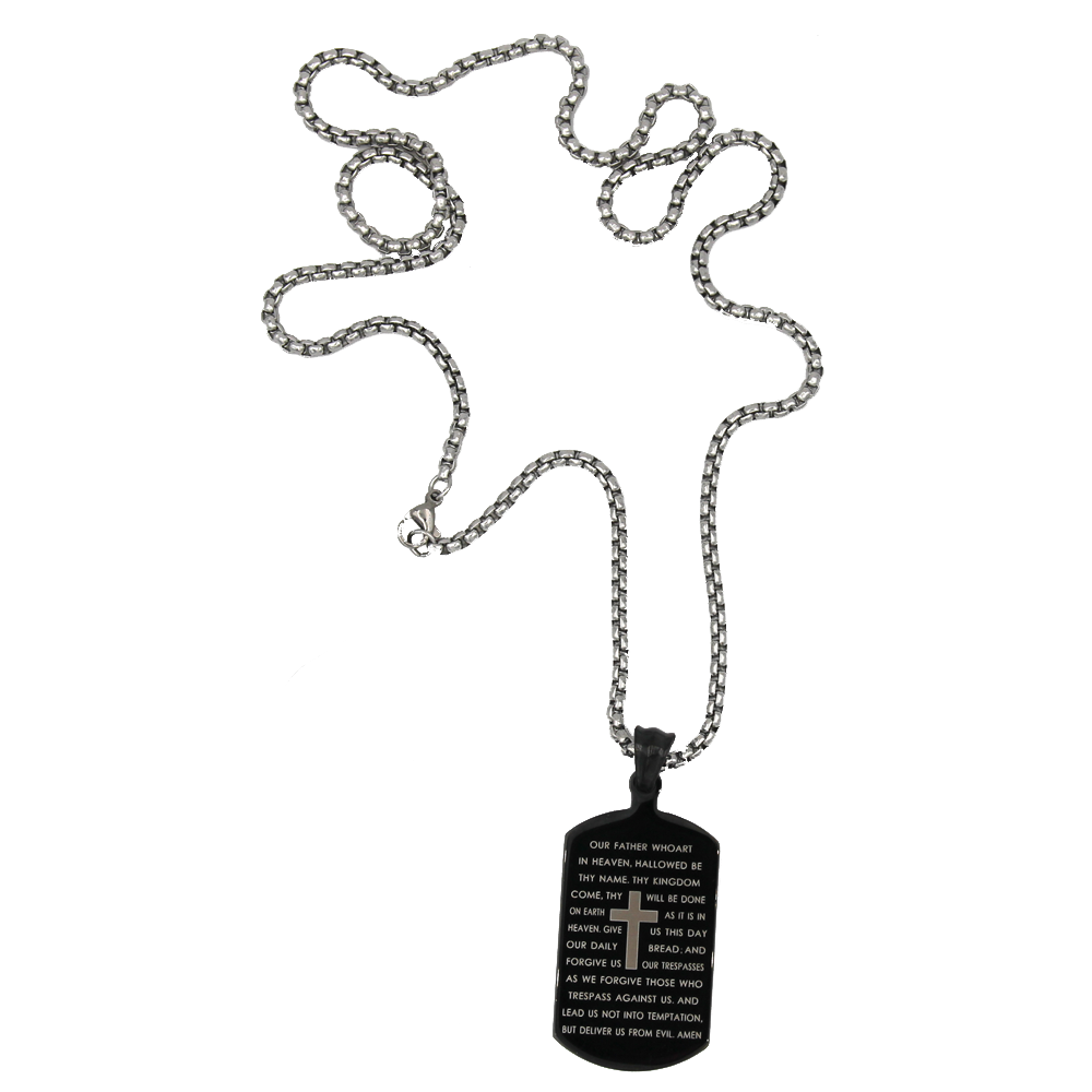 Black "Our Father" Dogtag Necklace