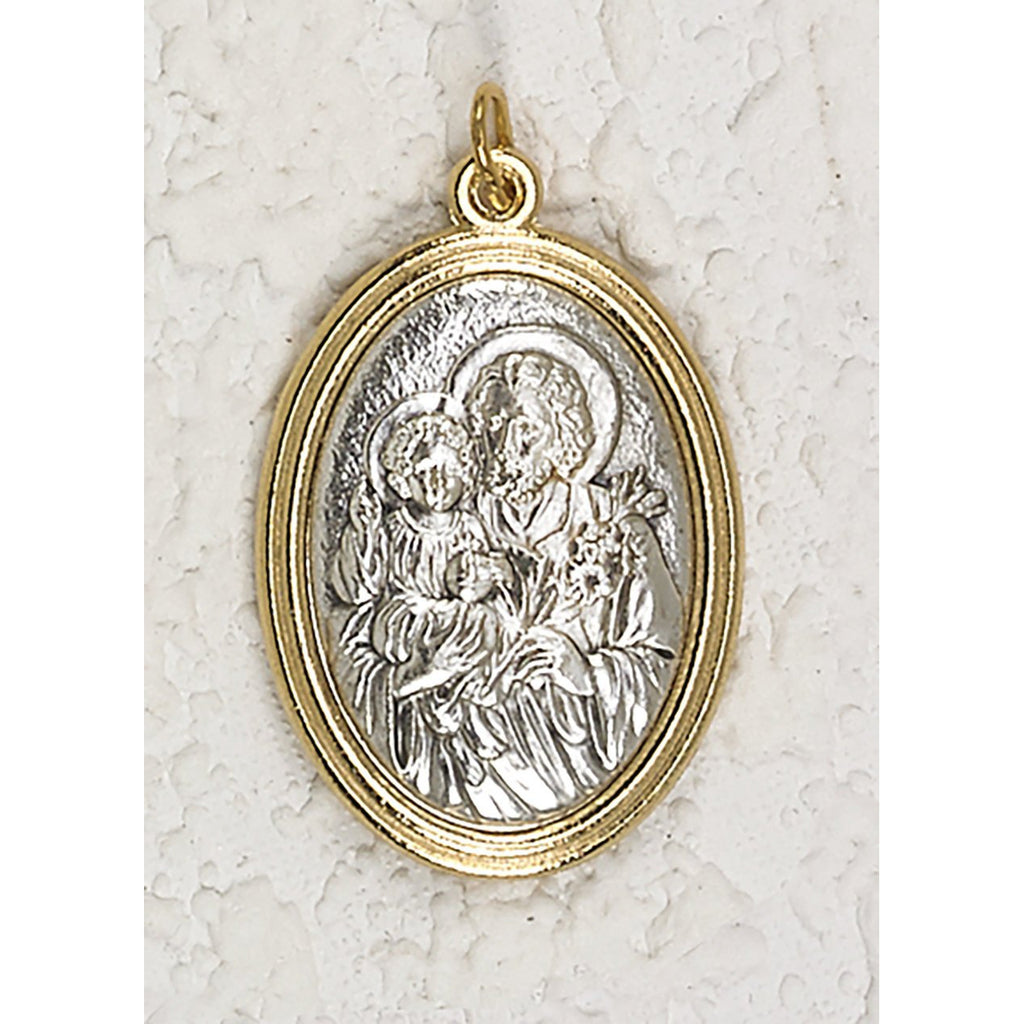 Saint Joseph - Silver/Gold Tone 1-1/2 Inch Medal - Pack of 12