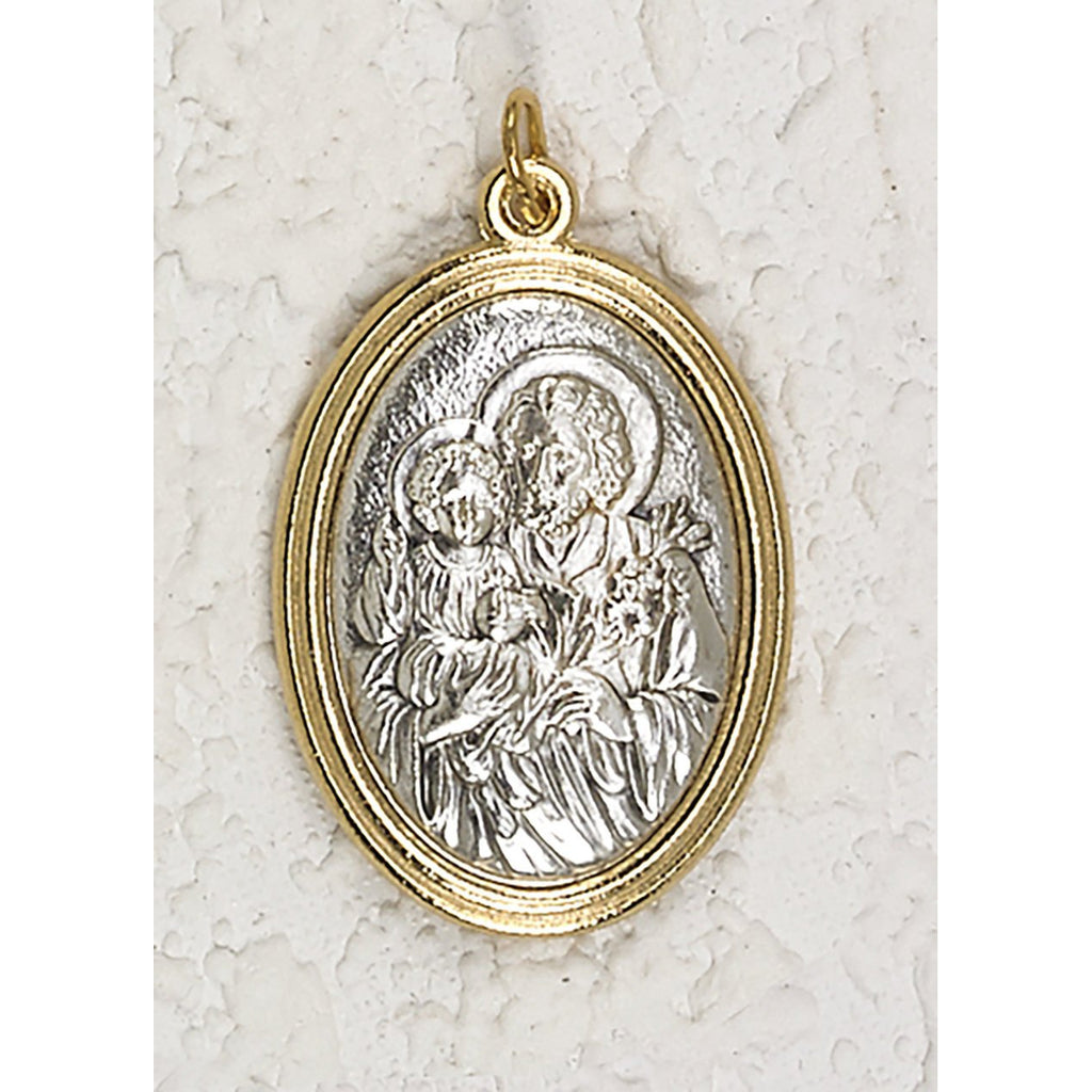 Saint Joseph - Silver/Gold Tone 1-1/2 Inch Medal - Pack of 12