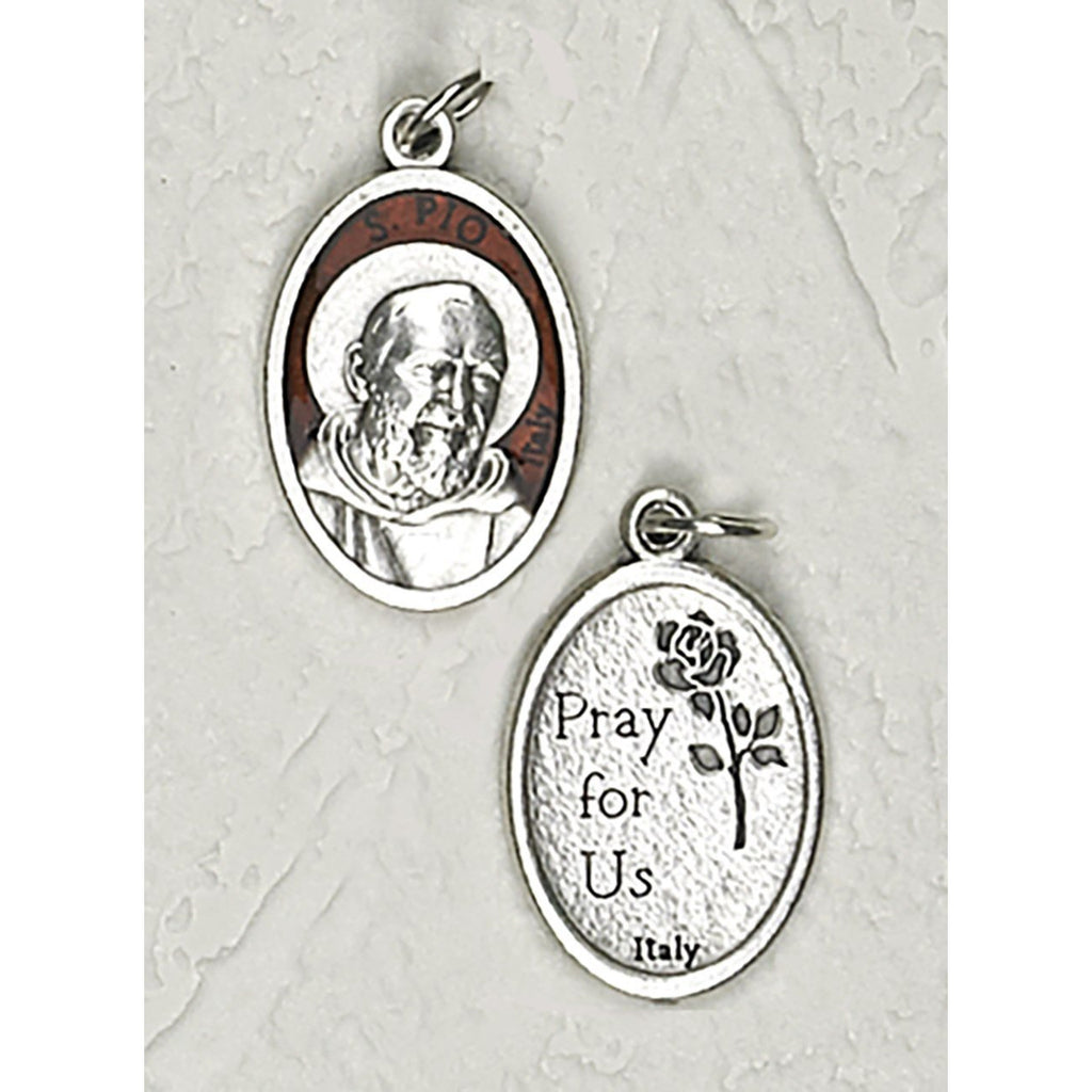 Saint Pio Double Sided Brown Enamel Medal - 4 Options