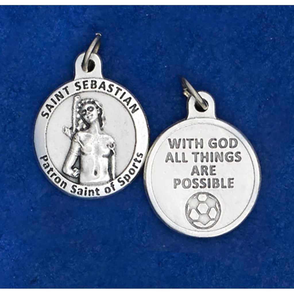 Saint Sebastian Round Sports Medal - Soccer - 4 Options