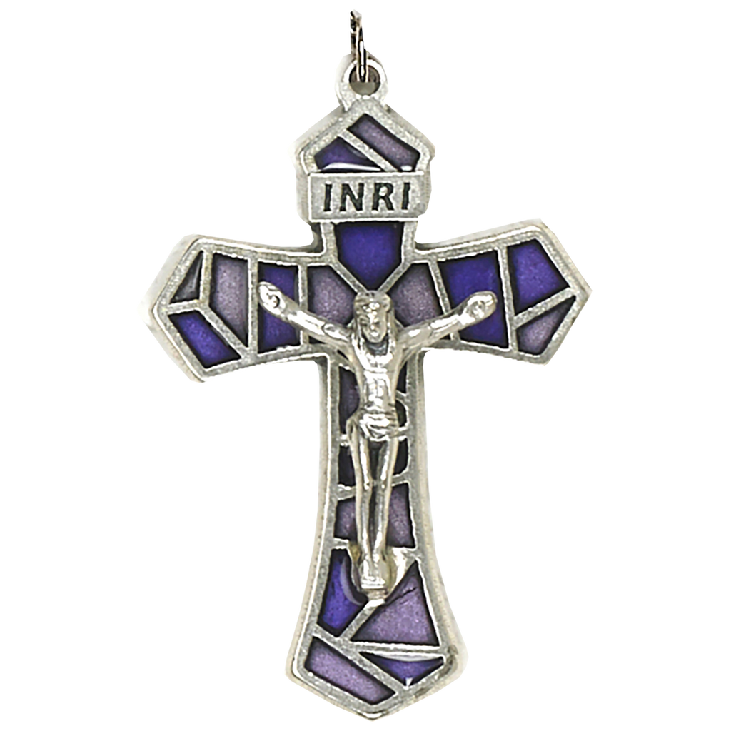 1-1/4 inch Purple/Violet Enameled Crucifix - Pack of 12