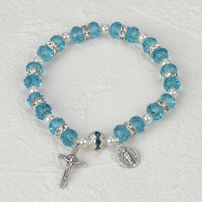 Bayong Wood with Blue Turquoise Stone Rosary Bracelet - Prayerful Presents