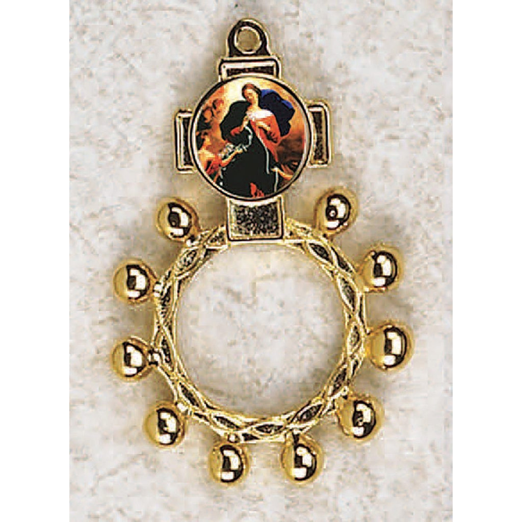 Lady of the Knots - Finger Rosary - Graphic Gold Tone