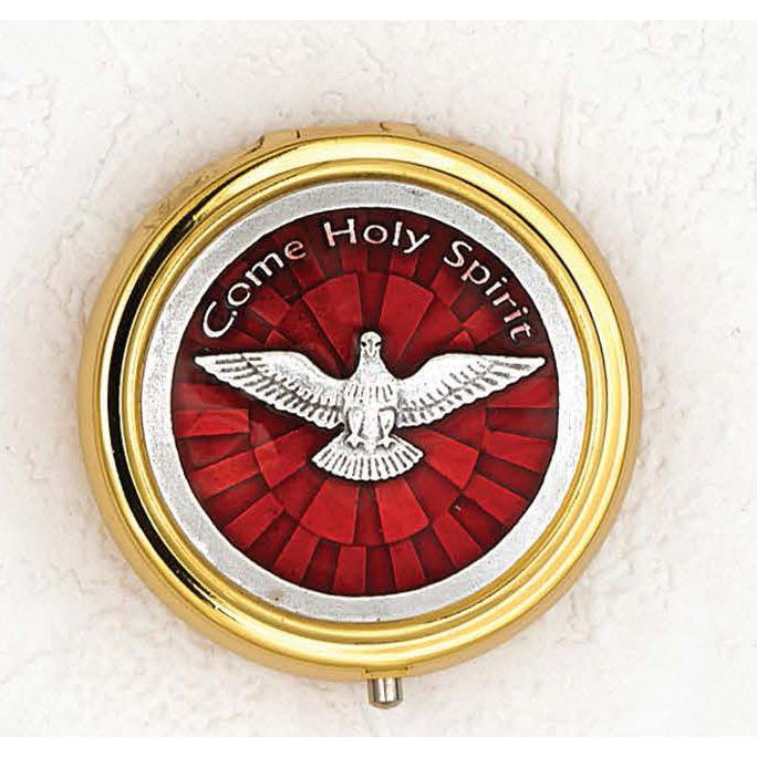 Holy Spirit - Pyx - Silver Tone / Red Enamel - 2 Sizes