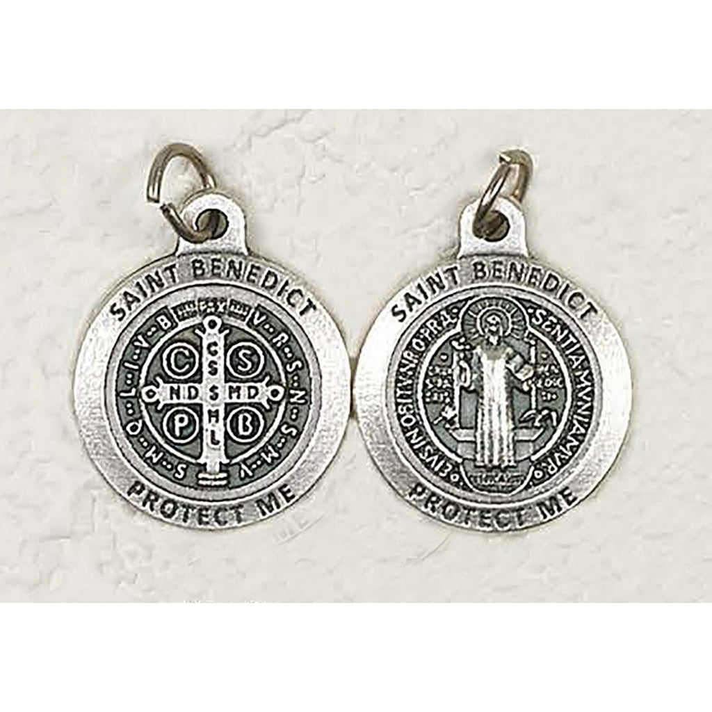 Premium Saint Benedict Double Sided Round Silver Tone Medal - 4 Options