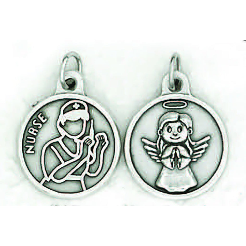 Silver tone Nurse/Angel Double Sided Medal - 4 Options