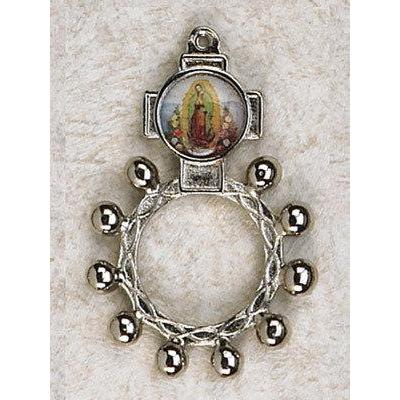 Lady of Guadalupe - Finger Rosary - Graphic Silver Toned