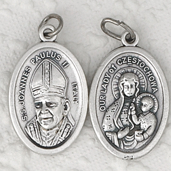 Saint John Paul II/Lady of Czetochowa Double Sided Medal - 4 Options