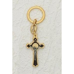 2" St Ben Cross KeyRing Gold/Brown - Pack of 6