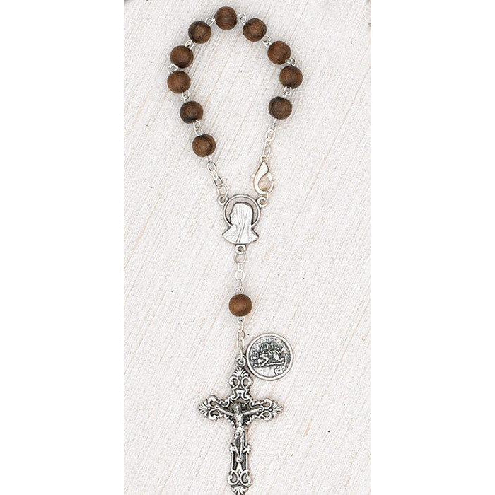 St Christopher Auto Rosary - Wood - Pack of 3