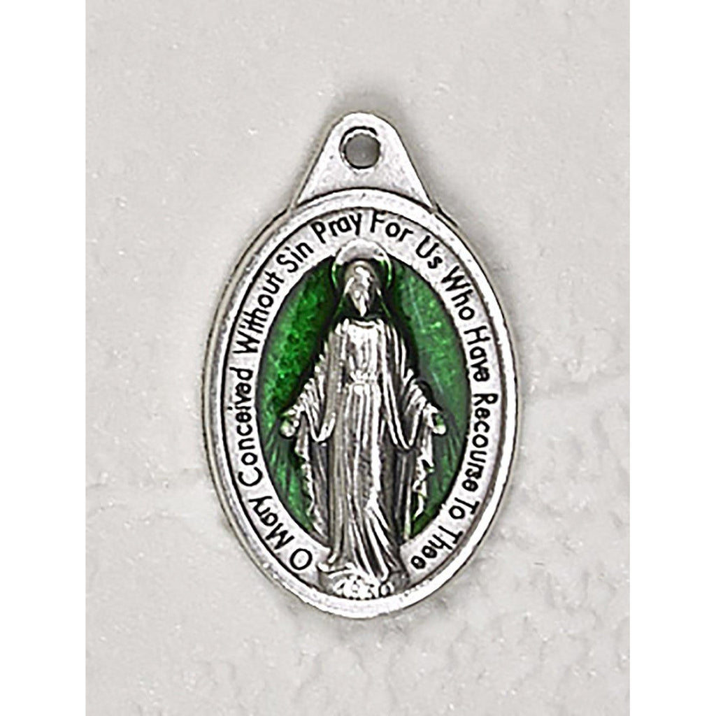 Green Miraculous Oval Enameled Bracelet Medal - Pack of 25