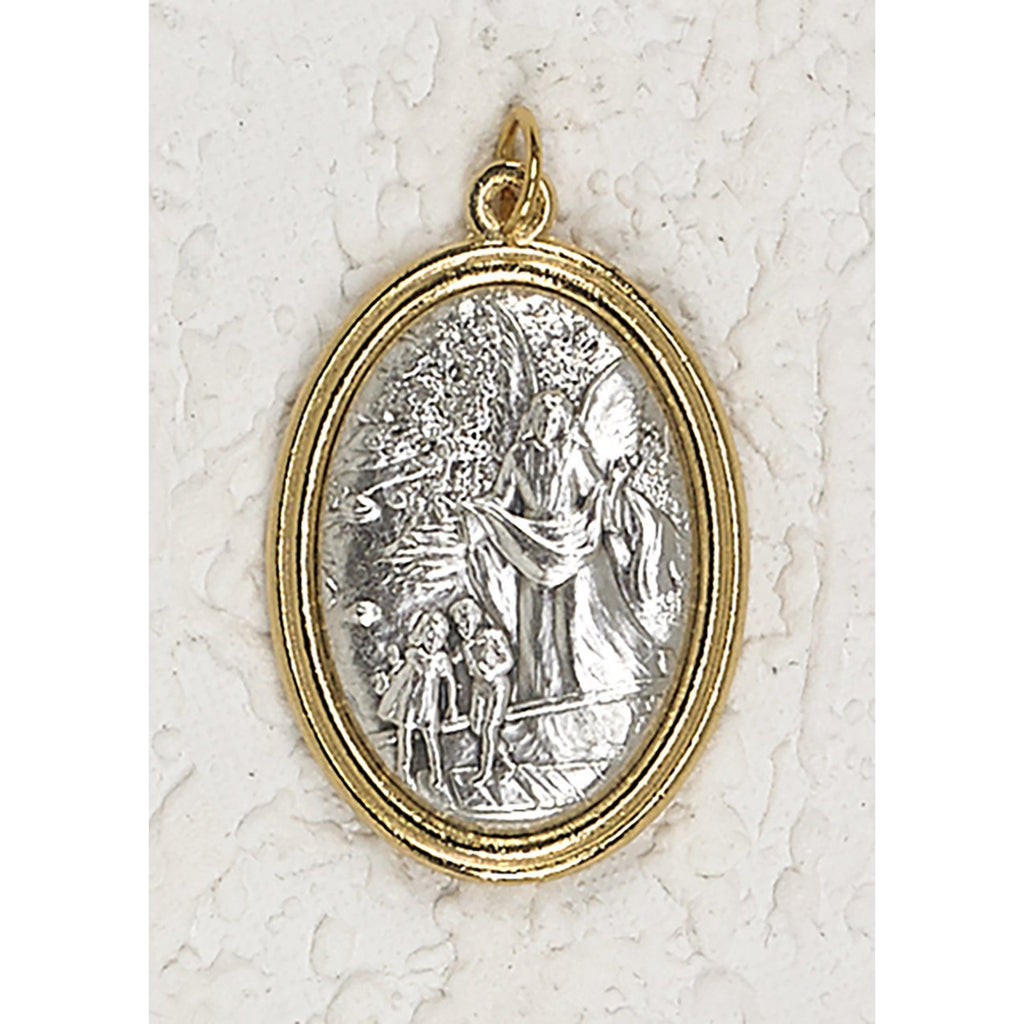 Guardian Angel - Silver/Gold Tone 1-1/2 Inch Medal - Pack of 12