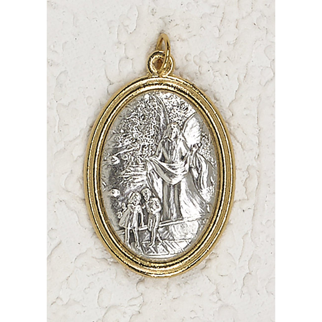 Guardian Angel - Silver/Gold Tone 1-1/2 Inch Medal - Pack of 12