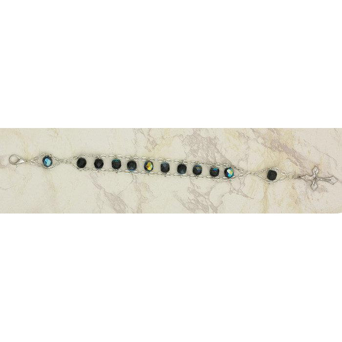 7 mm Black - Ladder Rosary Bracelet - Pack of 4