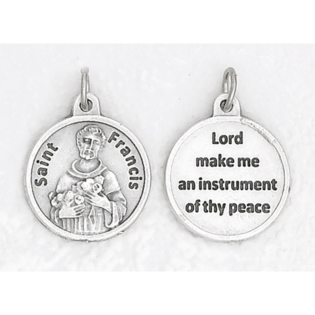 Saint Francis Silver Tone Round Medal - 4 Options
