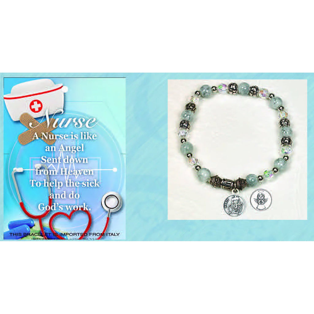 Nurse/Angel - Italian Stretch Bracelet with Prayer Card - Pack of 4