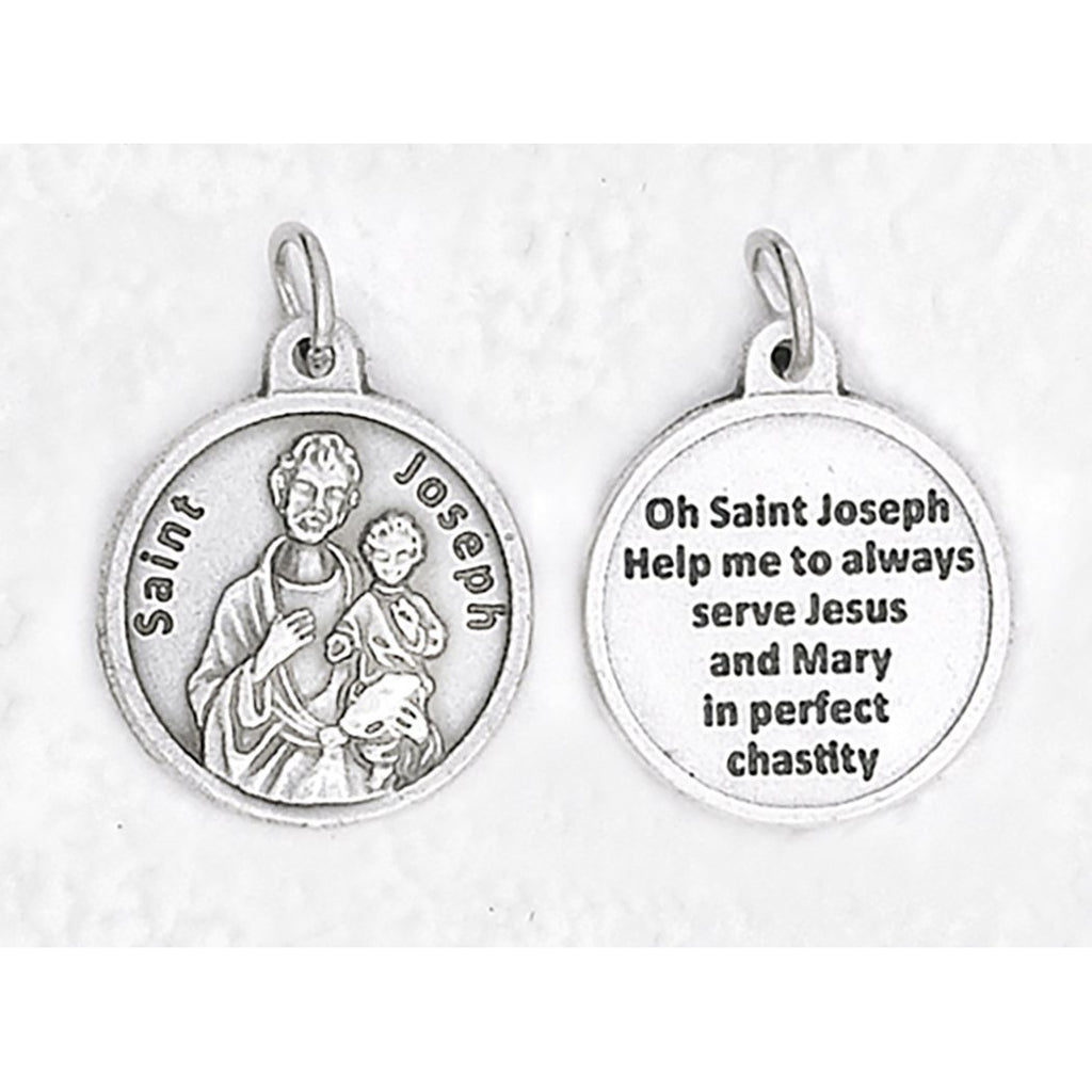 Saint Joseph Silver Tone Round Medal - 4 Options