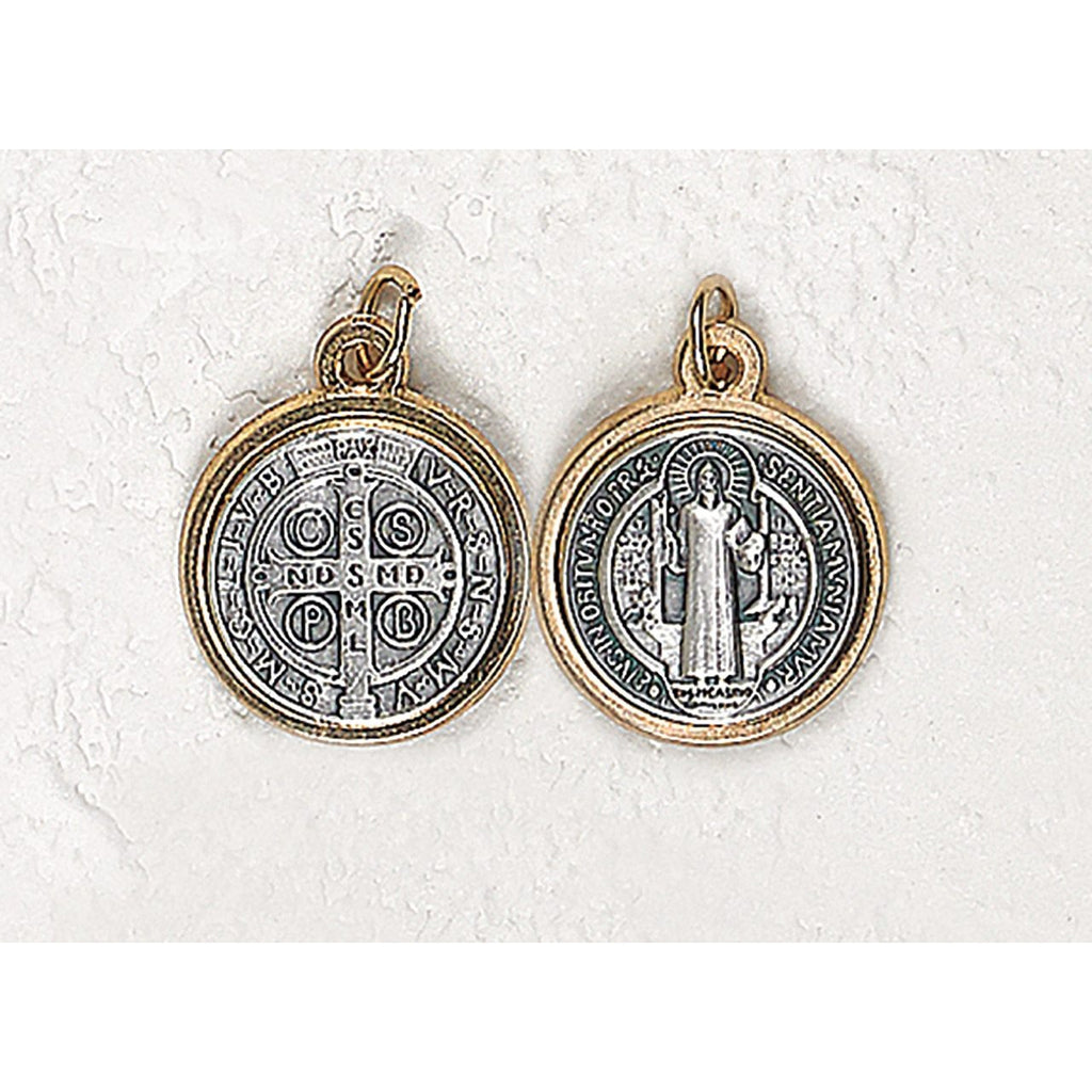 Saint Benedict Two Tone Three Piece Medal - 12 Options