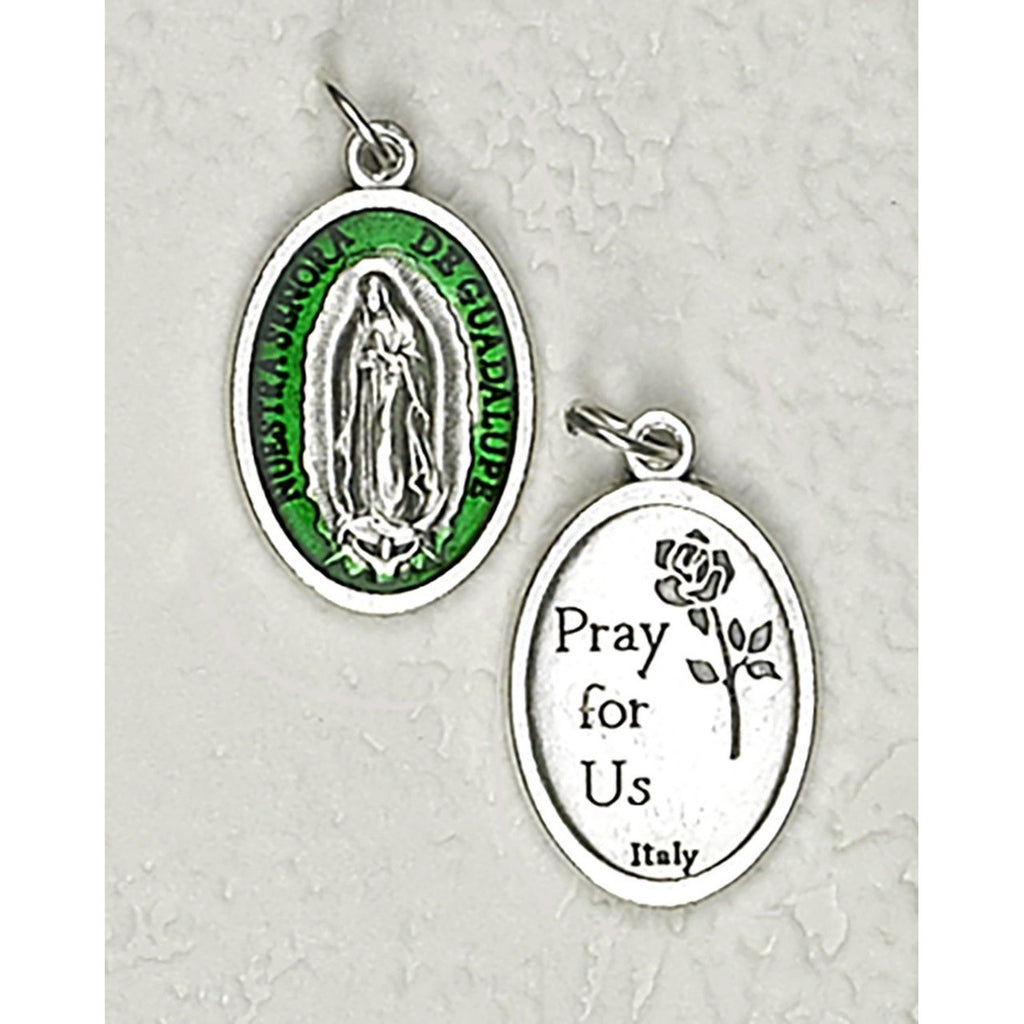 Lady of Guadalupe Double Sided Green Enamel Medal - 4 Options
