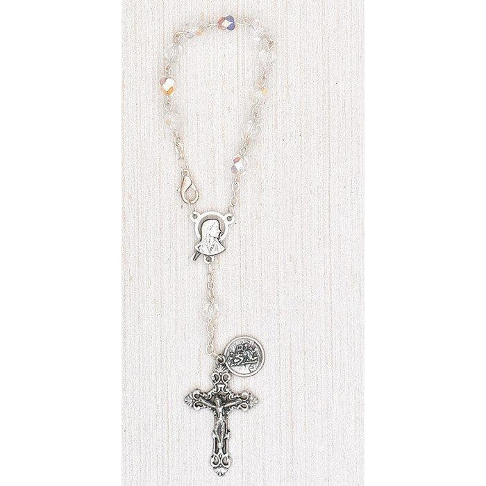 St Christopher Auto Rosary - Clear Glass - Pack of 3